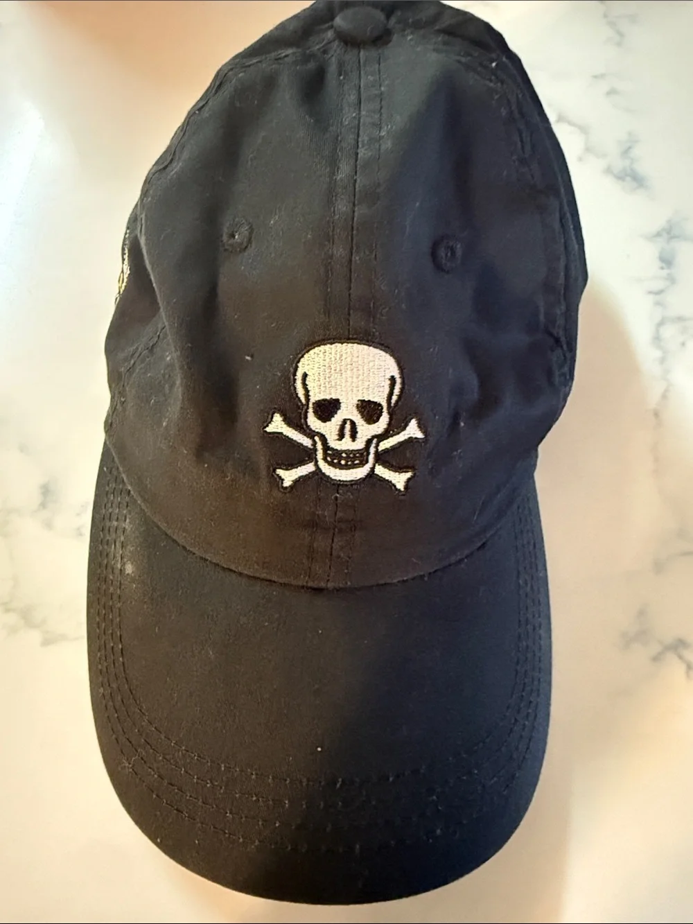 Black Skull & Crossbones Winged Foot Logo Golf Cap